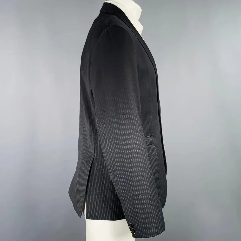 NEIL BARRETT Size 40 Black Grey Pinstripe Wool Ombre Effect Slim Fit Sport Coat